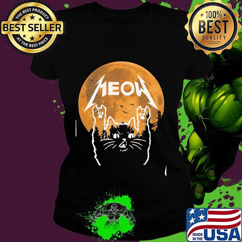 Official meow moon cat halloween s Ladies tee Official meow moon cat halloween s Ladies tee