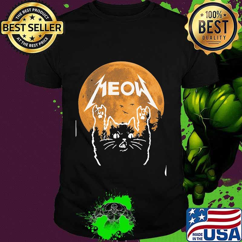 Official meow moon cat halloween shirt