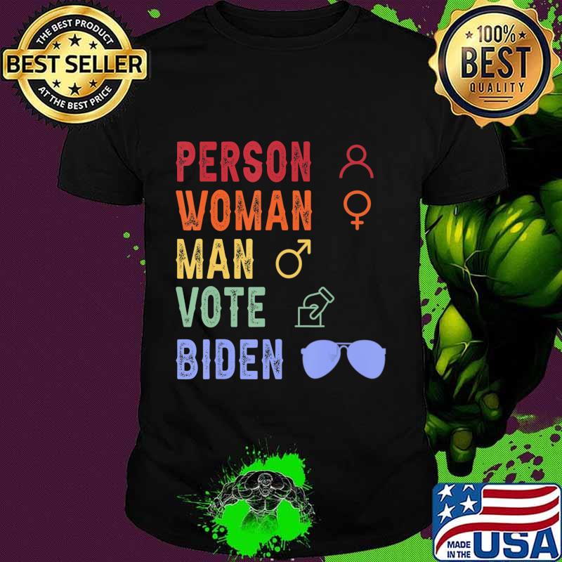 Person Woman Man Vote Biden Vintage Retro Style T-Shirt
