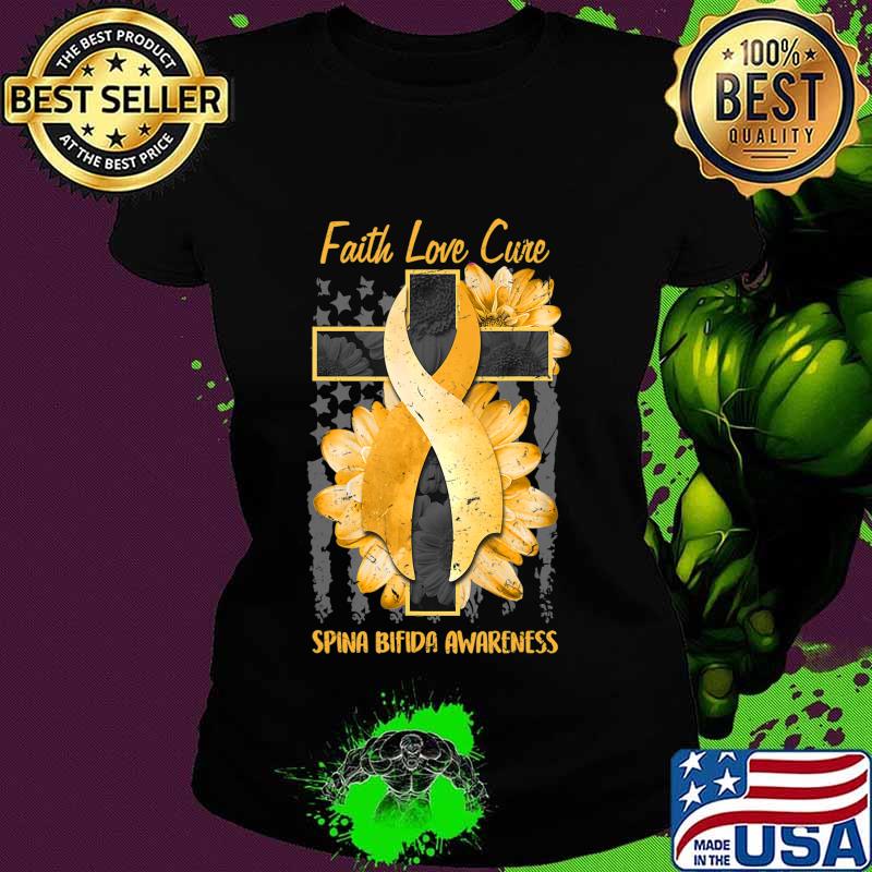 Ph America Flag Christian Cross Ribbon Spina Bifida Gift T-Shirt Ladies tee Ph America Flag Christian Cross Ribbon Spina Bifida Gift T-Shirt Ladies tee