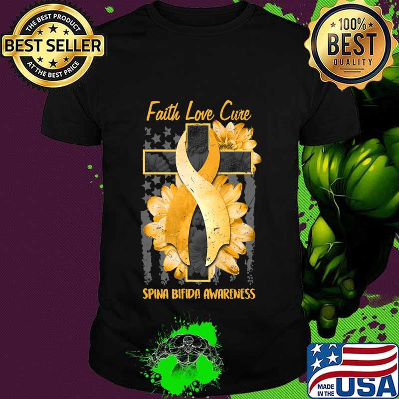 Ph America Flag Christian Cross Ribbon Spina Bifida Gift T-Shirt