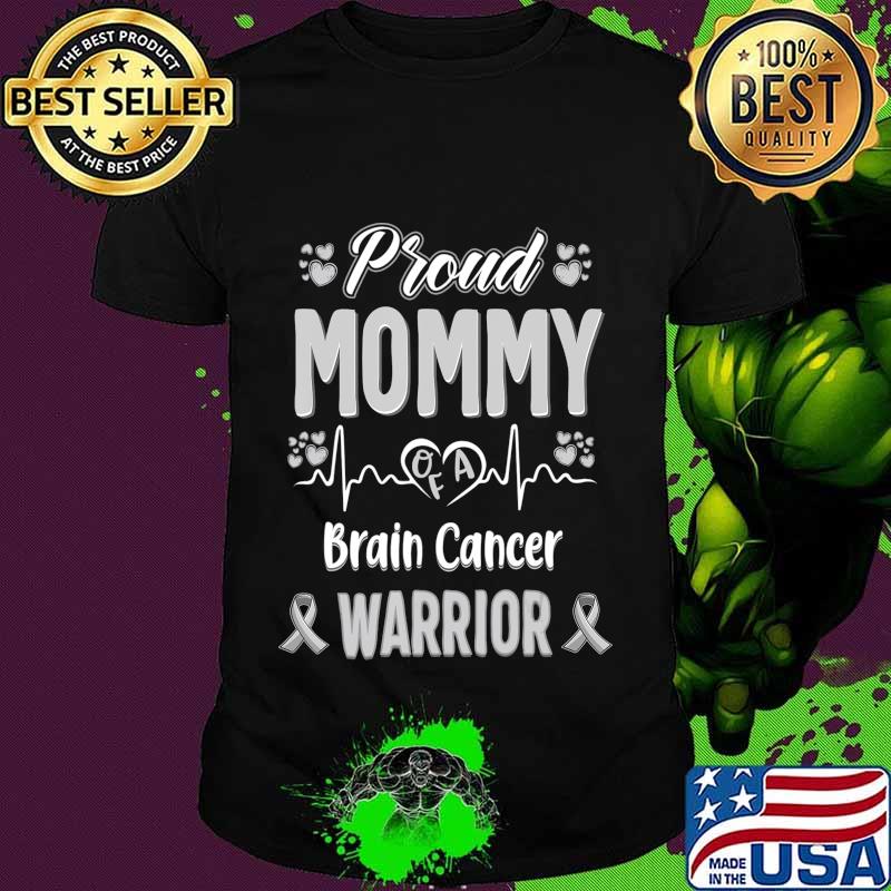 proud Mommy Brain cancer warrior awareness ribbon Grey T-Shirt