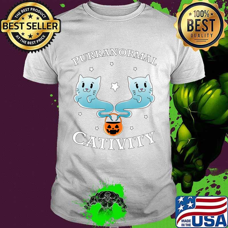 Purranormal Cativity Ghost Cat Funny Halloween T-Shirt