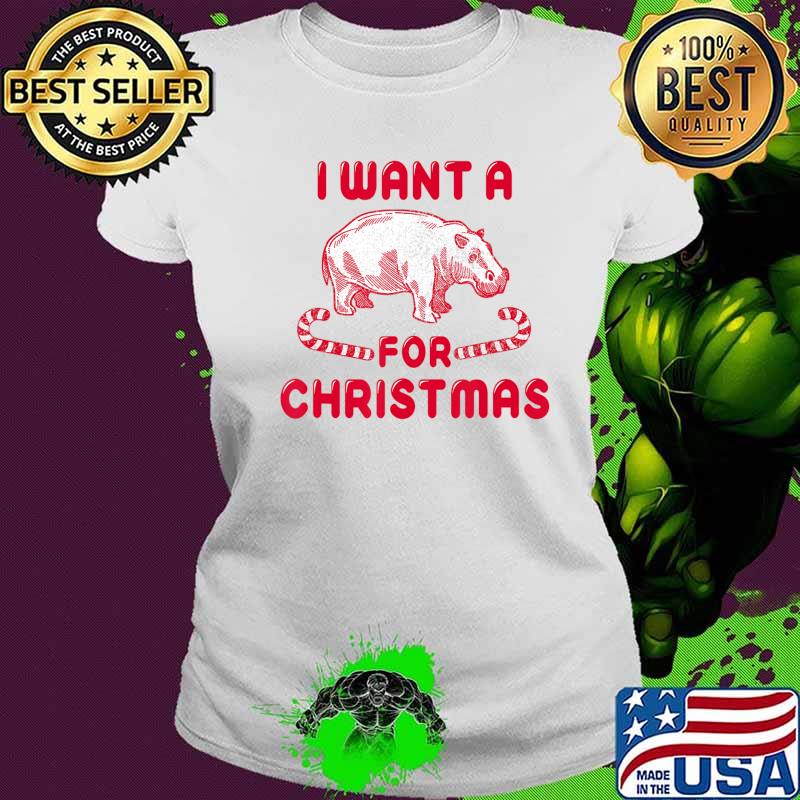 Quarantine Christmas Hippo Hippopotamus Retro Christmas Gift T-Shirt Ladies tee Quarantine Christmas Hippo Hippopotamus Retro Christmas Gift T-Shirt Ladies tee
