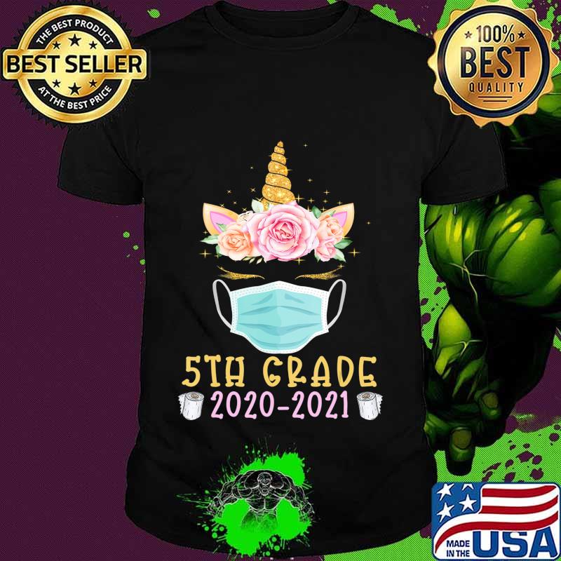 Quarantine Unicorn Fifth Grade 2020 School Social Distance T-Shirt