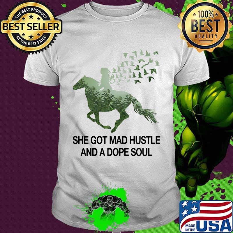 Riding horse she got mad hustle and a dope soul shirt