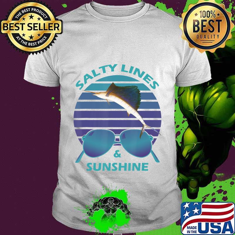 Salty Lines & Sunshine Retro Sunset with Marlin T-Shirt