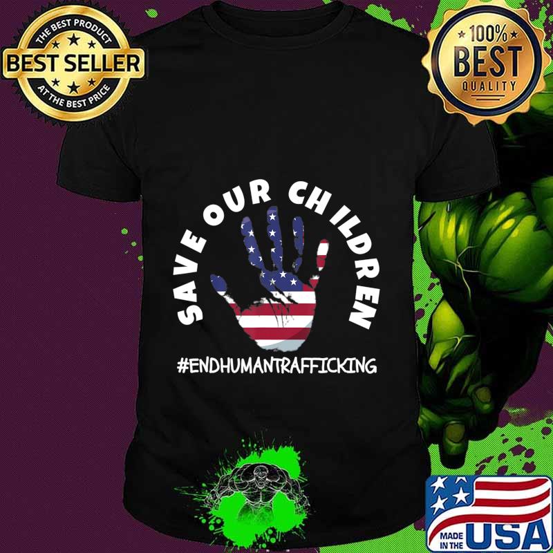Save Our Children end human trafficking American flag for Patriots T-Shirt