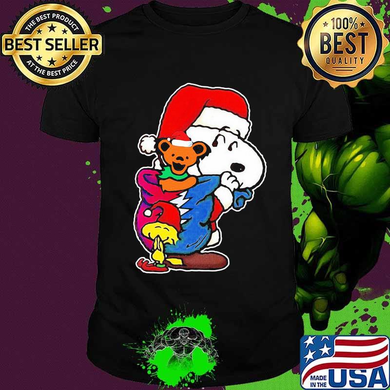 Snoopy woodstock and bear grateful dead merry christmas shirt