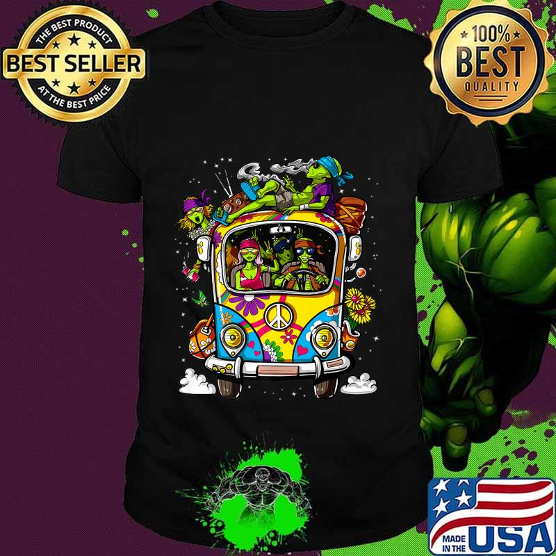 Space Aliens Hippie Van Stoner Weed Psychedelic Festival Premium T-Shirt
