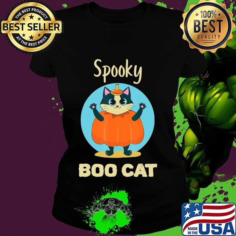 spooky Boo cat Halloween costume For Cat Lovers scaredy cat Shirt Ladies tee spooky Boo cat Halloween costume For Cat Lovers scaredy cat Shirt Ladies tee