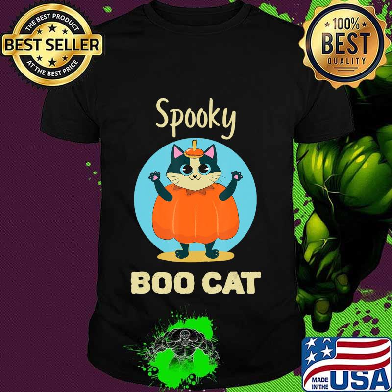 spooky Boo cat Halloween costume For Cat Lovers scaredy cat Shirt