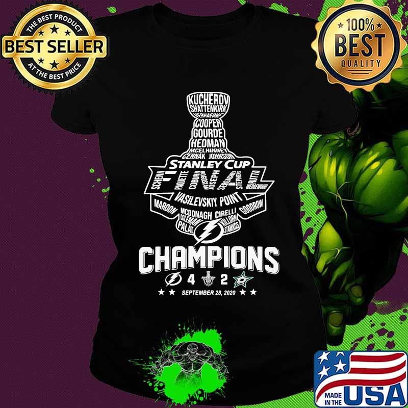 Stanley cup final vasilevskiy point maroon mcdonagh cirelli goodrow champions 2020 Ladies tee Stanley cup final vasilevskiy point maroon mcdonagh cirelli goodrow champions 2020 Ladies tee