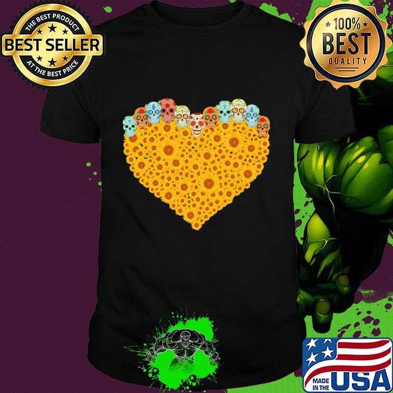 Sugar Skull Head Sunflower Heart Shirt