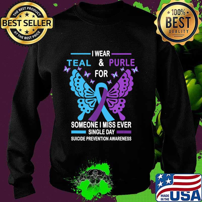 Suicide Prevention Awareness Tee I Wear Teal and Purple T-Shirt Sweater Suicide Prevention Awareness Tee I Wear Teal and Purple T-Shirt Sweater