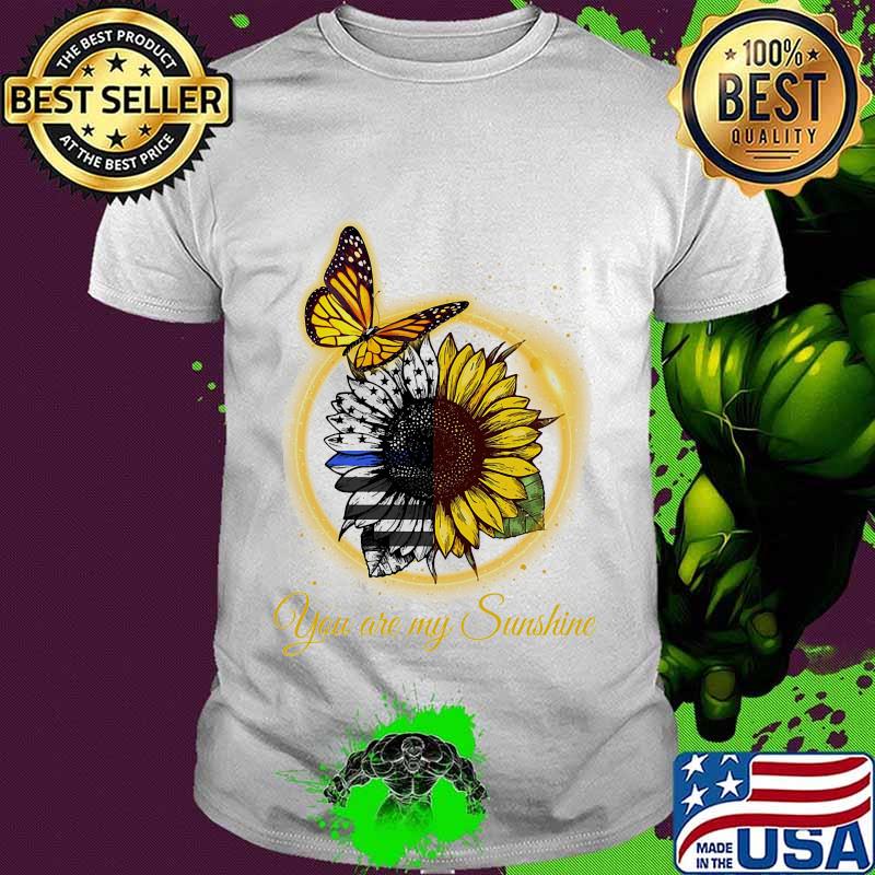 Sunflower And Monarch Butterfly You Are My Sunshine American Flag Independence Day Shirt