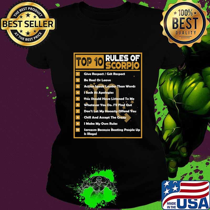 Top 10 Rules Of Scorpio Birthday Gifts T-Shirt Ladies tee Top 10 Rules Of Scorpio Birthday Gifts T-Shirt Ladies tee