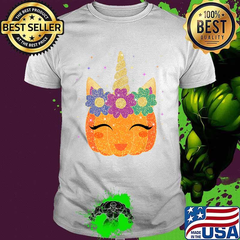 Unicorn Pumpkin - Halloween Thanksgiving Girls Boys T-Shirt