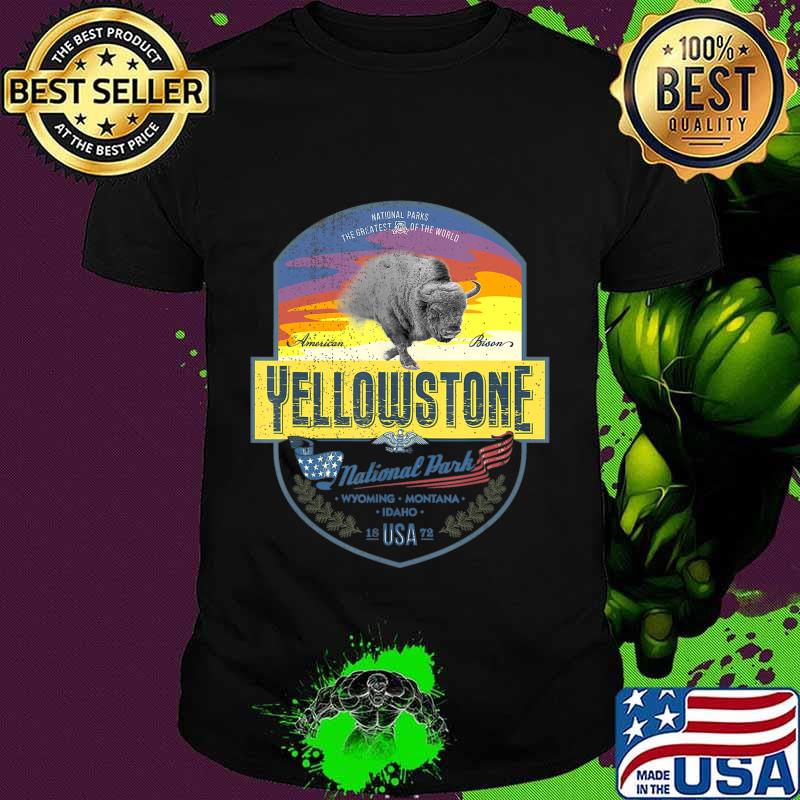 Vintage Retro US Bison Buffalo Yellowstone National Park T-Shirt