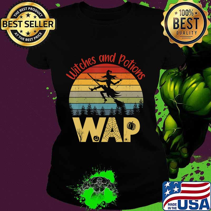 WAP Witches And Potions Retro Sunset Vintage Witch T-Shirt Ladies tee WAP Witches And Potions Retro Sunset Vintage Witch T-Shirt Ladies tee