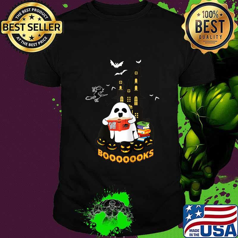 Womens Funny Halloween Ghost Reads Booooooks boo read books Gift T-Shirt