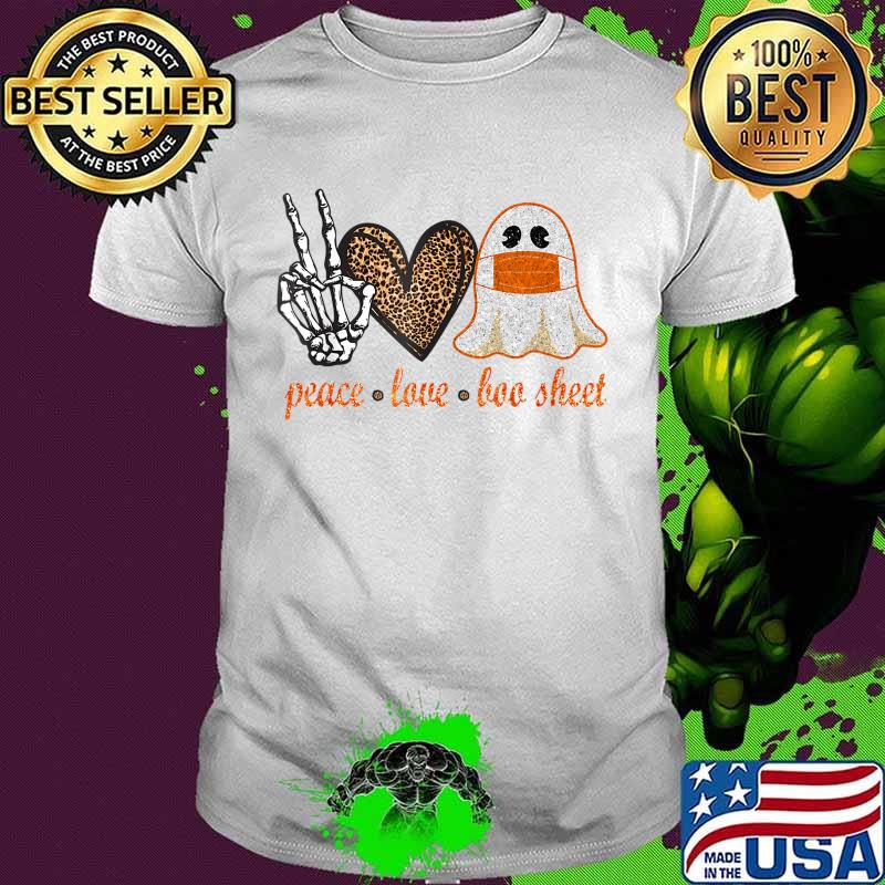 Womens Peace Love Boo Sheet Halloween Costume T-Shirt