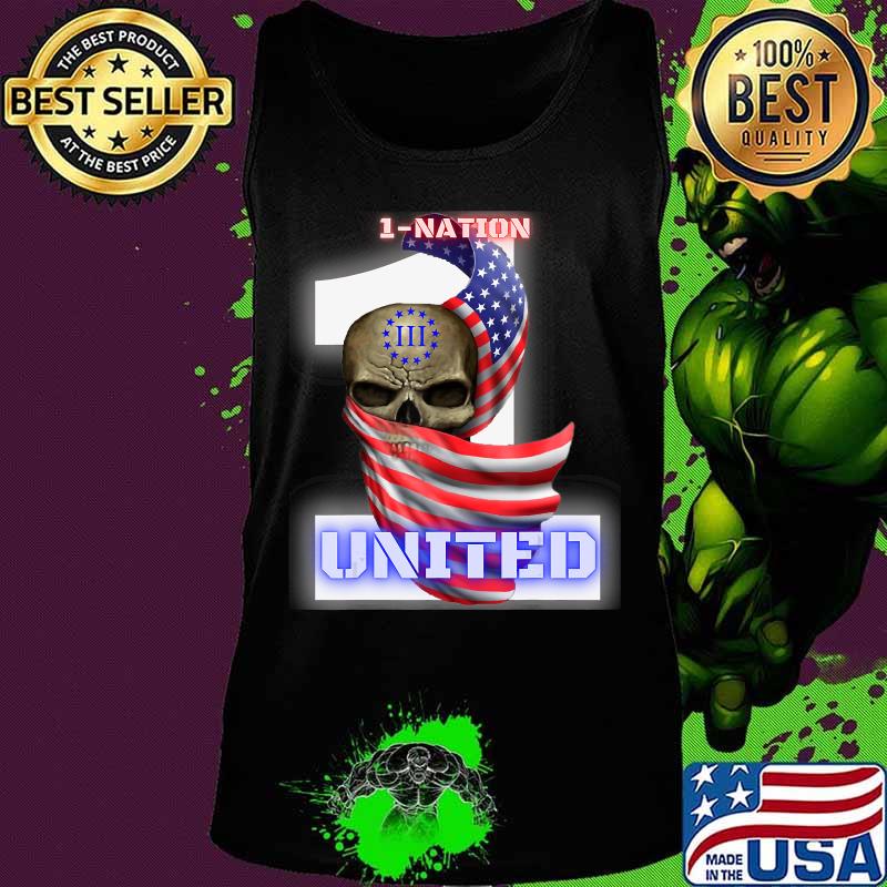 1-NATION UNITED III Skull American flag T-Shirt Tank top 1-NATION UNITED III Skull American flag T-Shirt Tank top