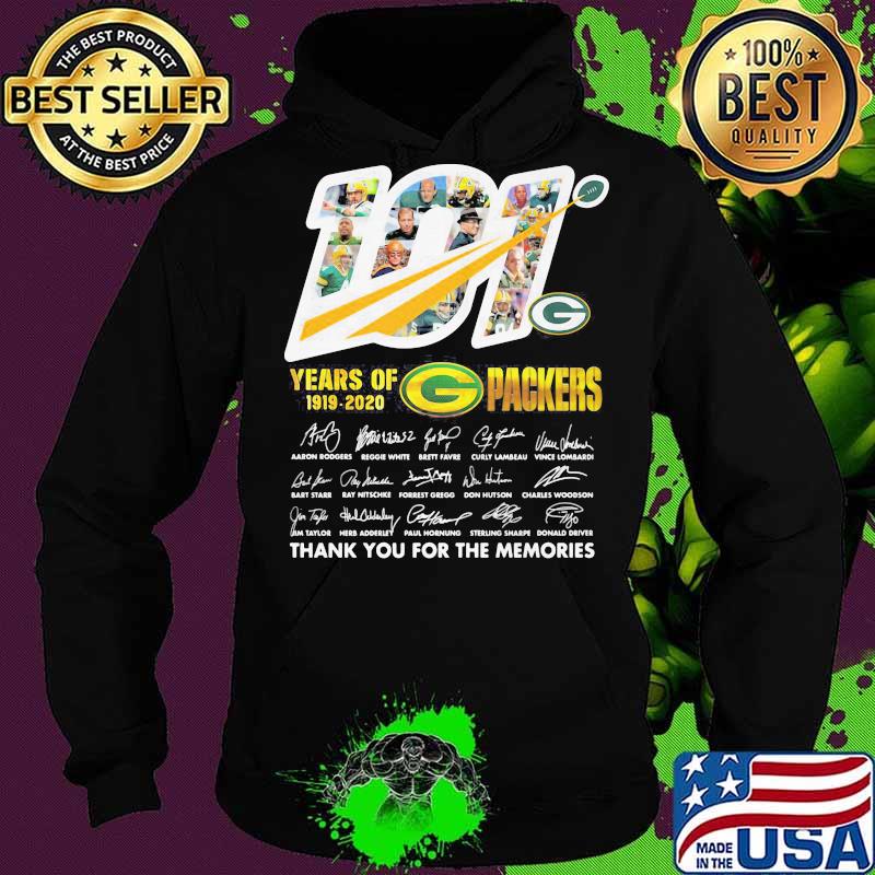 101 years of 1919 2020 green bay packers thank for the memories signatures s Hoodie 101 years of 1919 2020 green bay packers thank for the memories signatures s Hoodie