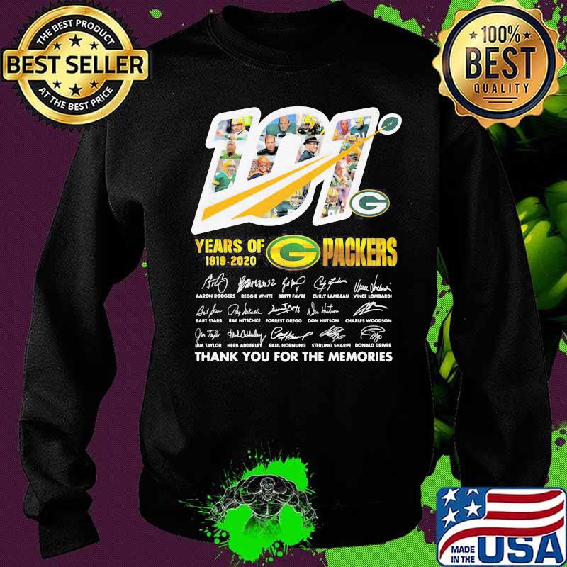 101 years of 1919 2020 green bay packers thank for the memories signatures s Sweater 101 years of 1919 2020 green bay packers thank for the memories signatures s Sweater