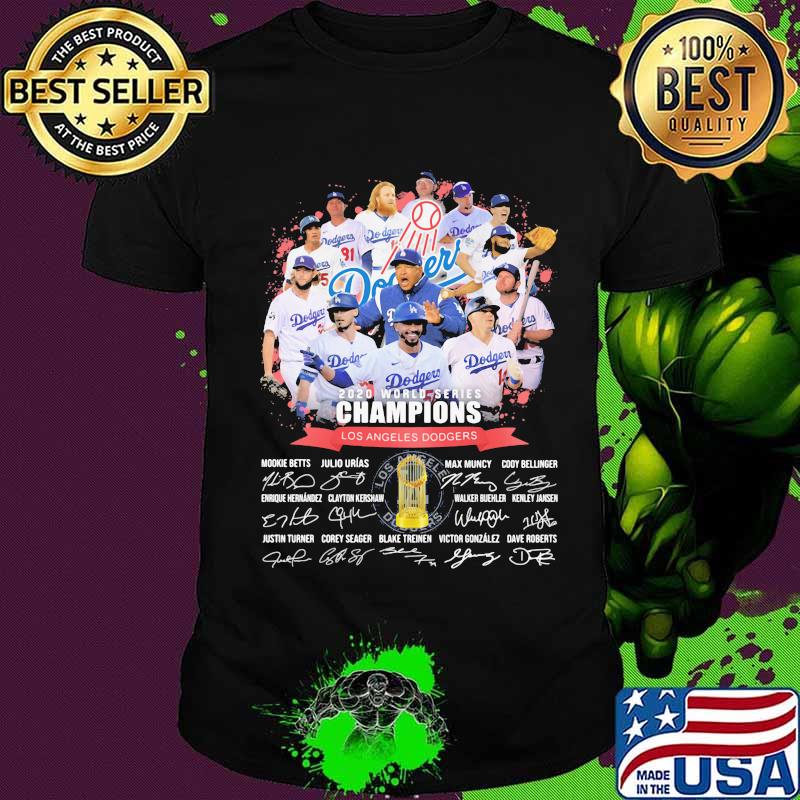 2020 world series champions los angeles dodgers cup signatures shirt