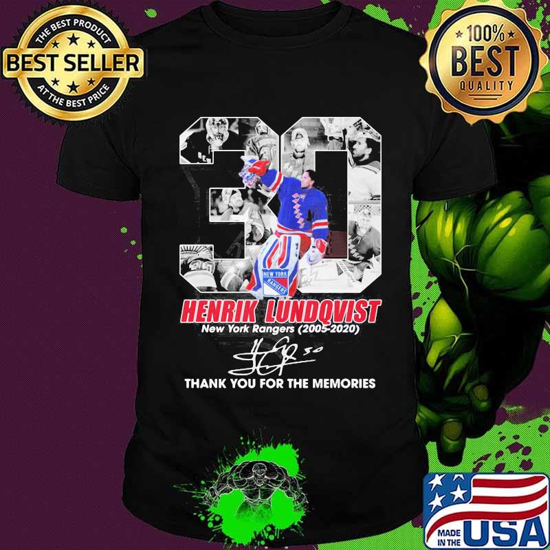 30 henrik lundqvist new york rangers 2005 2020 thank for the memories signature shirt