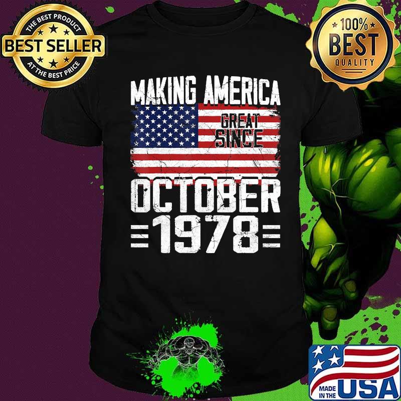 42nd Birthday Gift October 1978 American Flag 42 Years Old T-Shirt