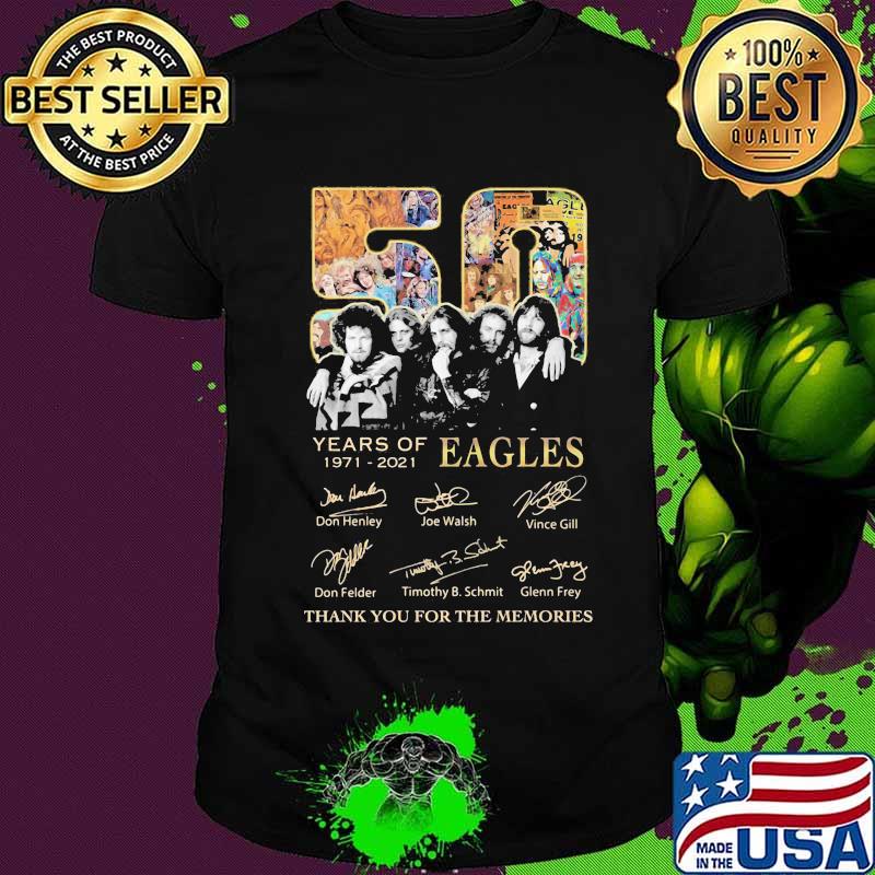 50 years of 1971 2021 eagles thank for the memories signatures vintage shirt