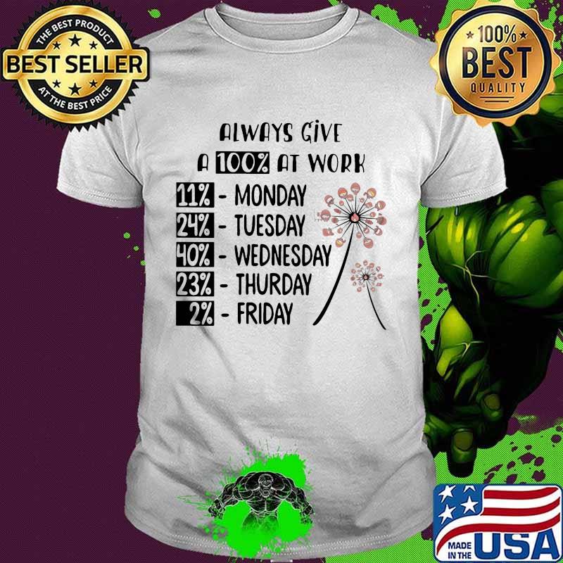 Always give a 100% at work days flowers shirt
