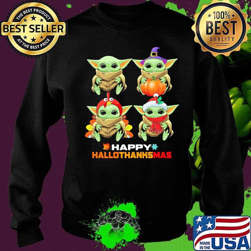 Baby yoda happy hallothanksmas halloween thanksgiving christmas s Sweater Baby yoda happy hallothanksmas halloween thanksgiving christmas s Sweater