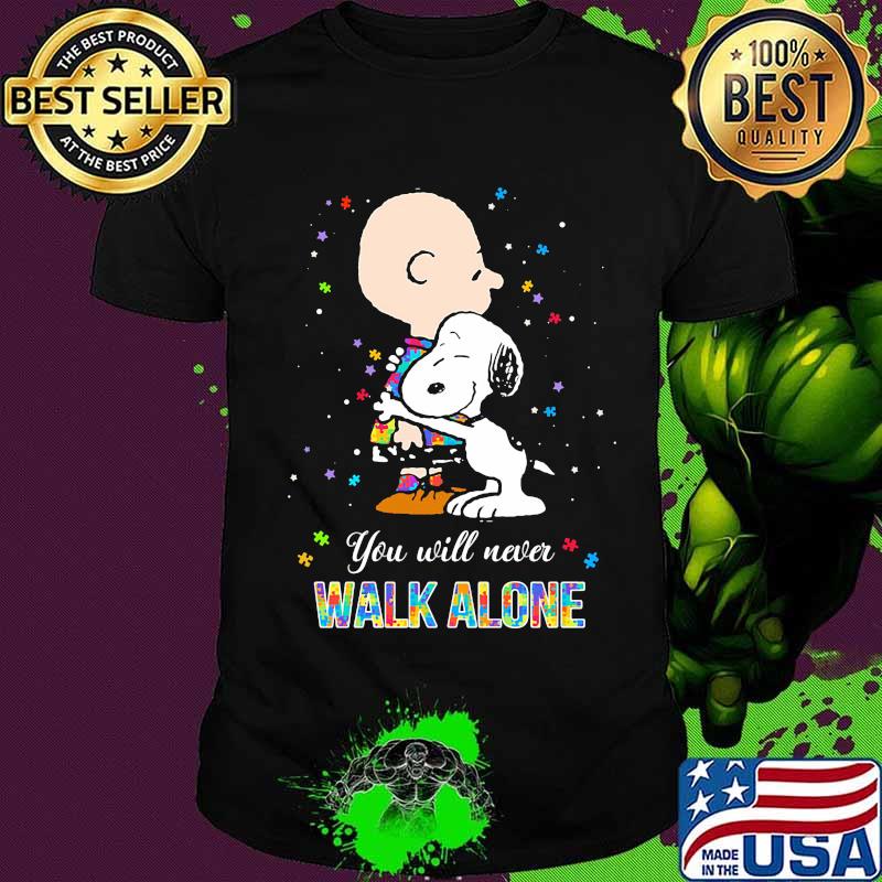Charlie brown and snoopy autism you will never walk alone shirt