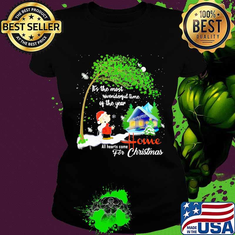 Charlie brown and snoopy it's the most wonderful time of the year all hearts come home for christmas s Ladies tee Charlie brown and snoopy it's the most wonderful time of the year all hearts come home for christmas s Ladies tee