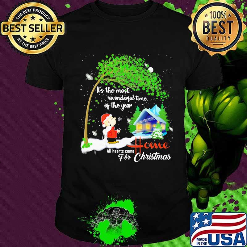 Charlie brown and snoopy it's the most wonderful time of the year all hearts come home for christmas shirt
