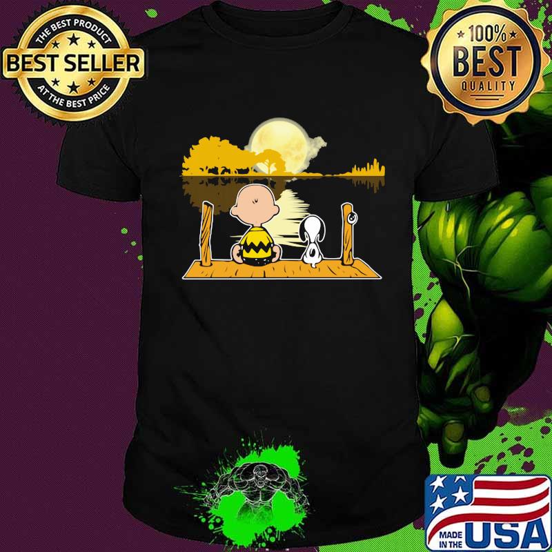 Charlie brown and snoopy sightseeing river guitar shirt