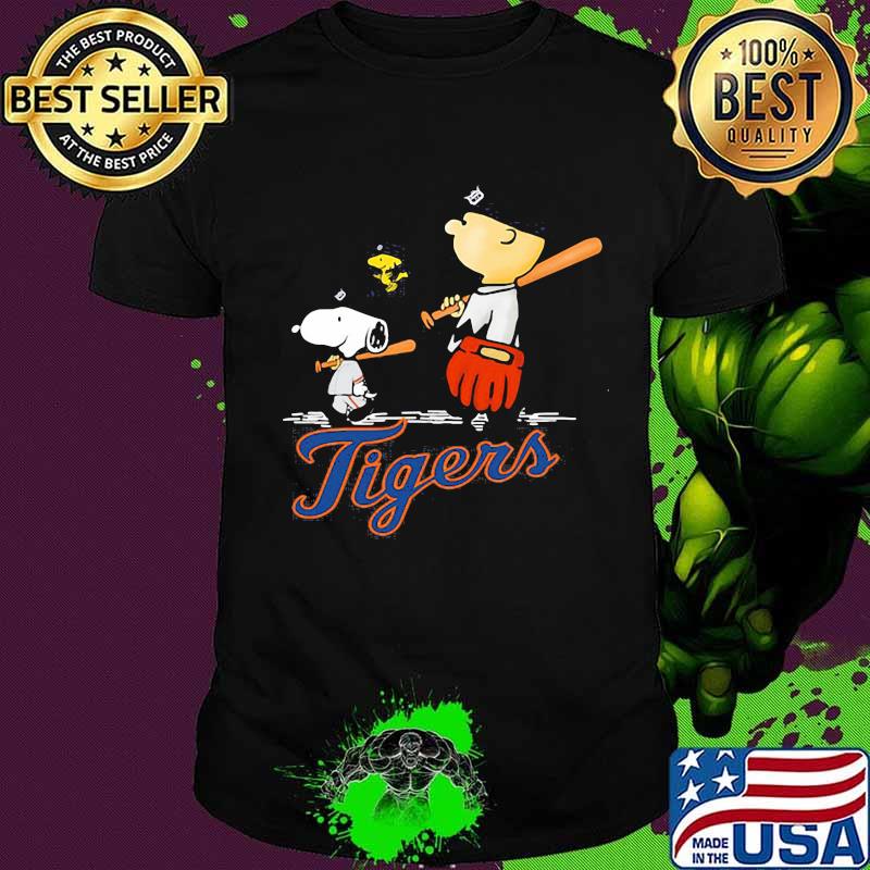 Charlie brown snoopy and woodstock detroit tigers baseball shirt