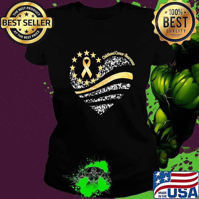 Childhood cancer awareness heart american flag s Ladies tee Childhood cancer awareness heart american flag s Ladies tee