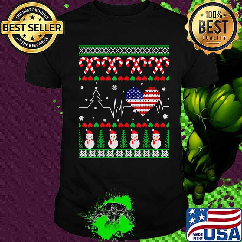 Christmas USA, Heartbeat, Trump 2020 election, flag gift T-Shirt