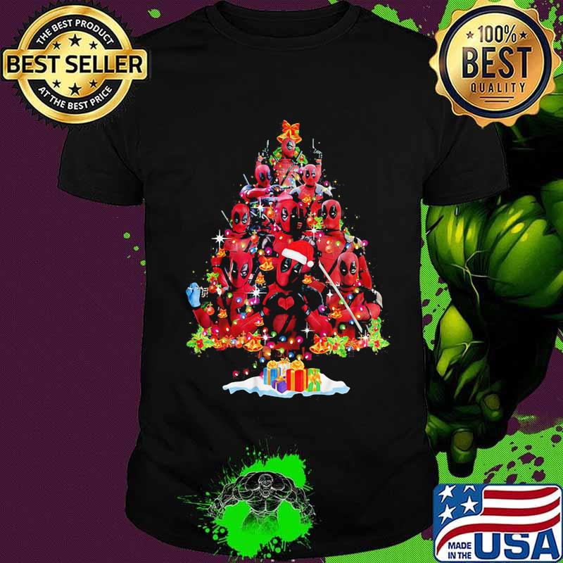 Deadpool cartoon merry christmas tree shirt Deadpool cartoon merry christmas tree shirt