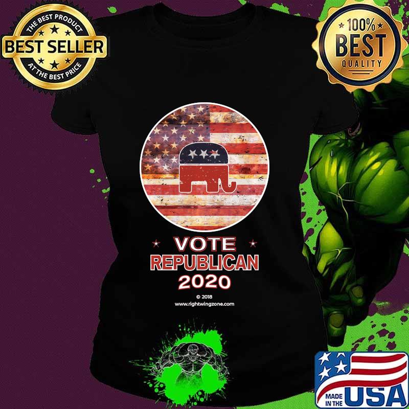 Distressed Flag & GOP Elephant Logo Vote Republican 2020 Shirt Ladies tee Distressed Flag & GOP Elephant Logo Vote Republican 2020 Shirt Ladies tee