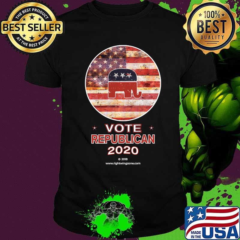 Distressed Flag & GOP Elephant Logo Vote Republican 2020 Shirt