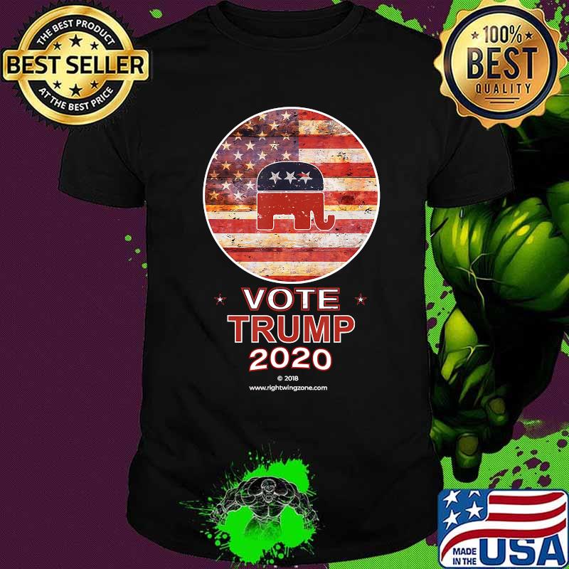 Distressed Flag & GOP Elephant Logo Vote Trump 2020 T-Shirt