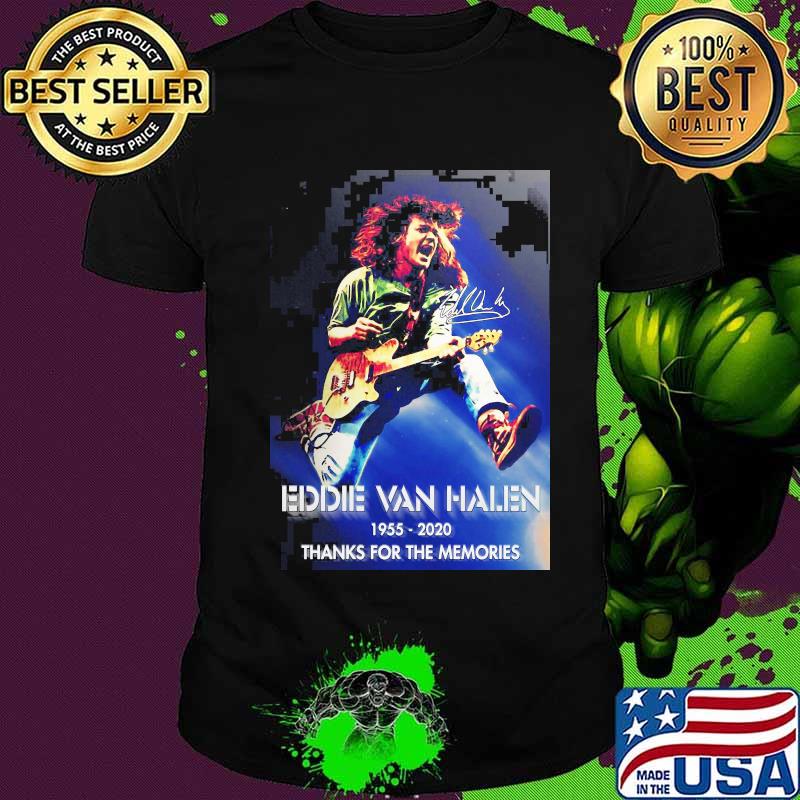 Eddie van halen playing guitar 1955 2020 thank for the memories signature shirt