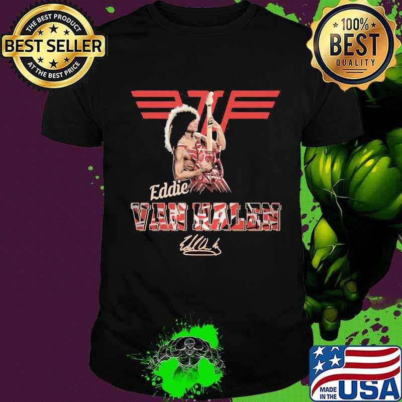 Eddie van halen playing guitar signature shirt Eddie van halen playing guitar signature shirt