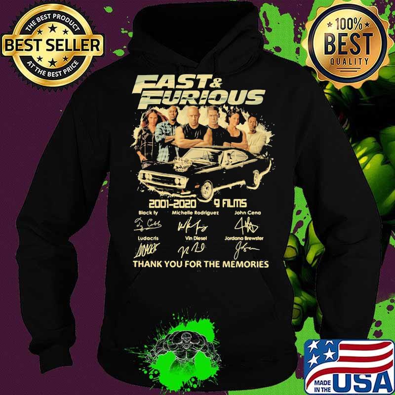 Fast and furious 2001 2020 9 films thank for the memories signatures s Hoodie Fast and furious 2001 2020 9 films thank for the memories signatures s Hoodie