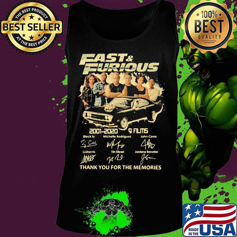 Fast and furious 2001 2020 9 films thank for the memories signatures s Tank top Fast and furious 2001 2020 9 films thank for the memories signatures s Tank top